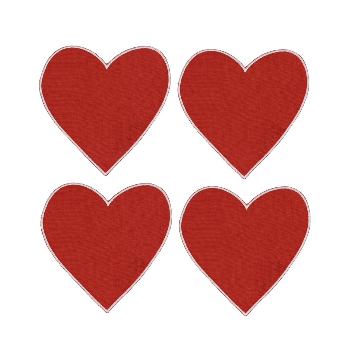 Heart Linen Cocktail Napkins - Set of 4