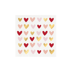 Hearts Foil Napkins - Set of 20