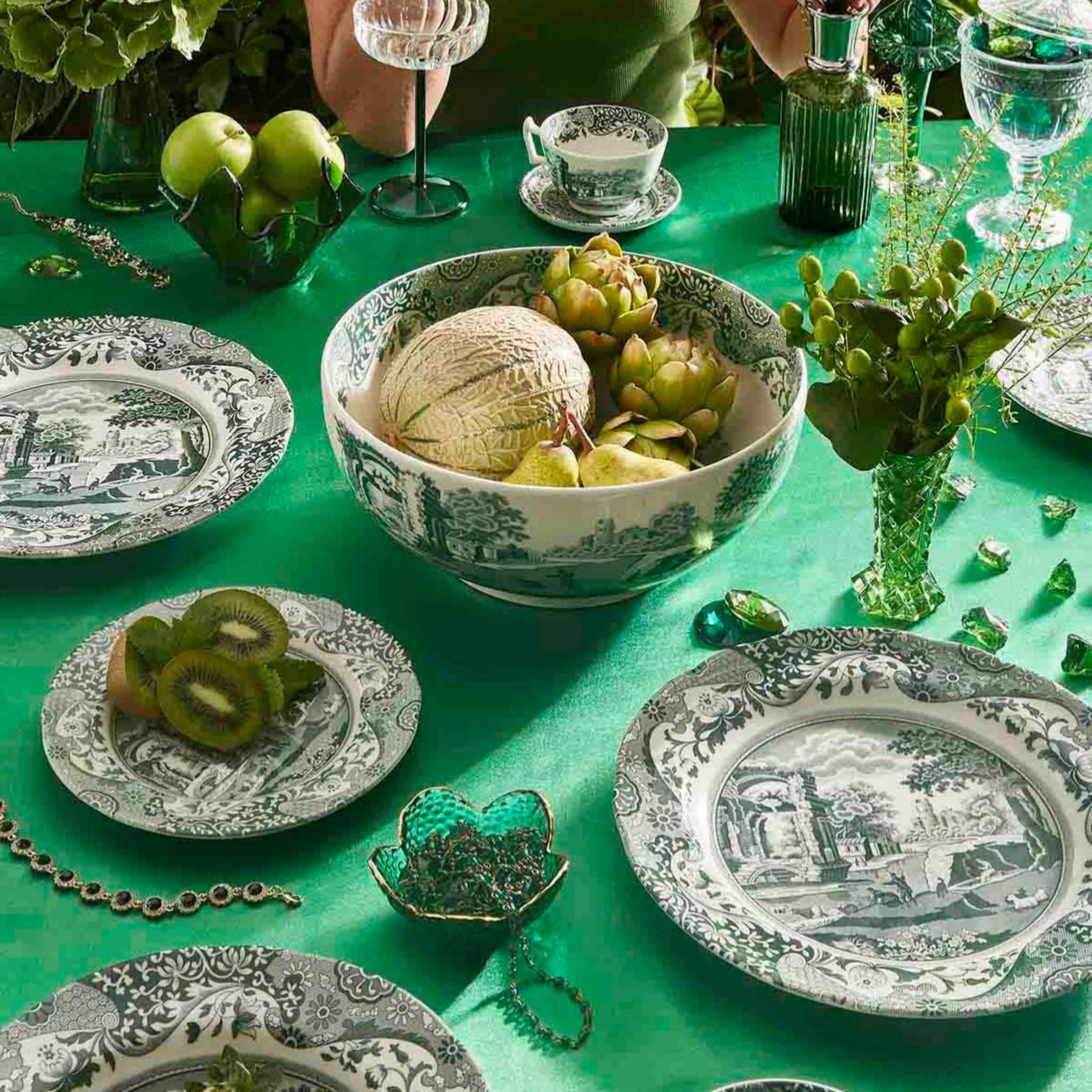 Heritage Green Italian Cereal Bowls - Set of 4