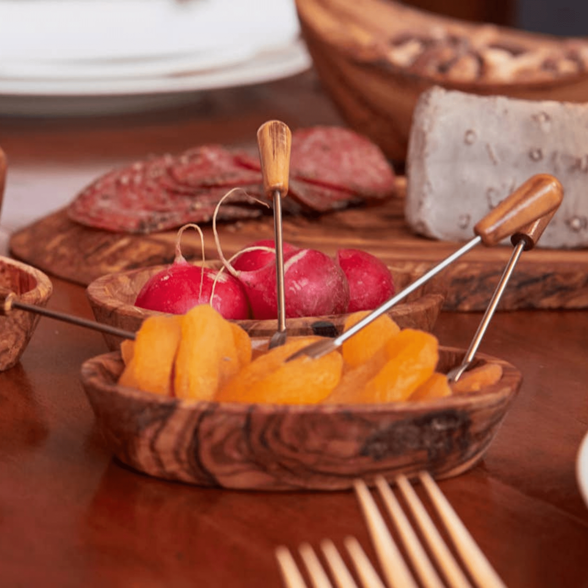 Italian Olivewood Aperitivo Forks - Set of 6