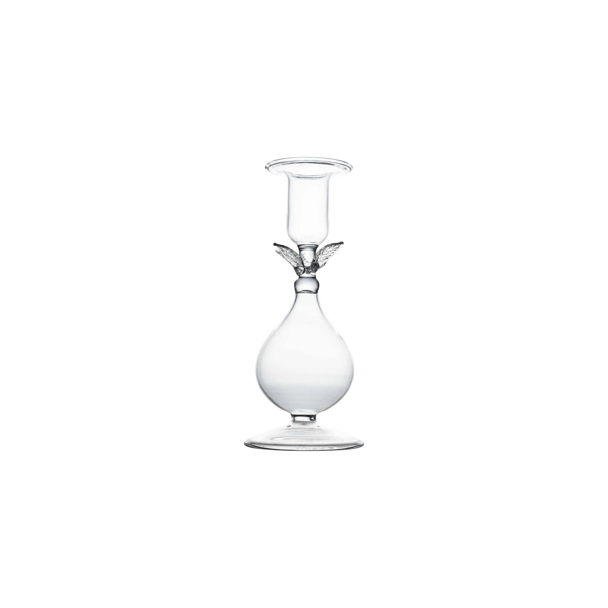 La BoHeme Clear Candlestick with Leaves