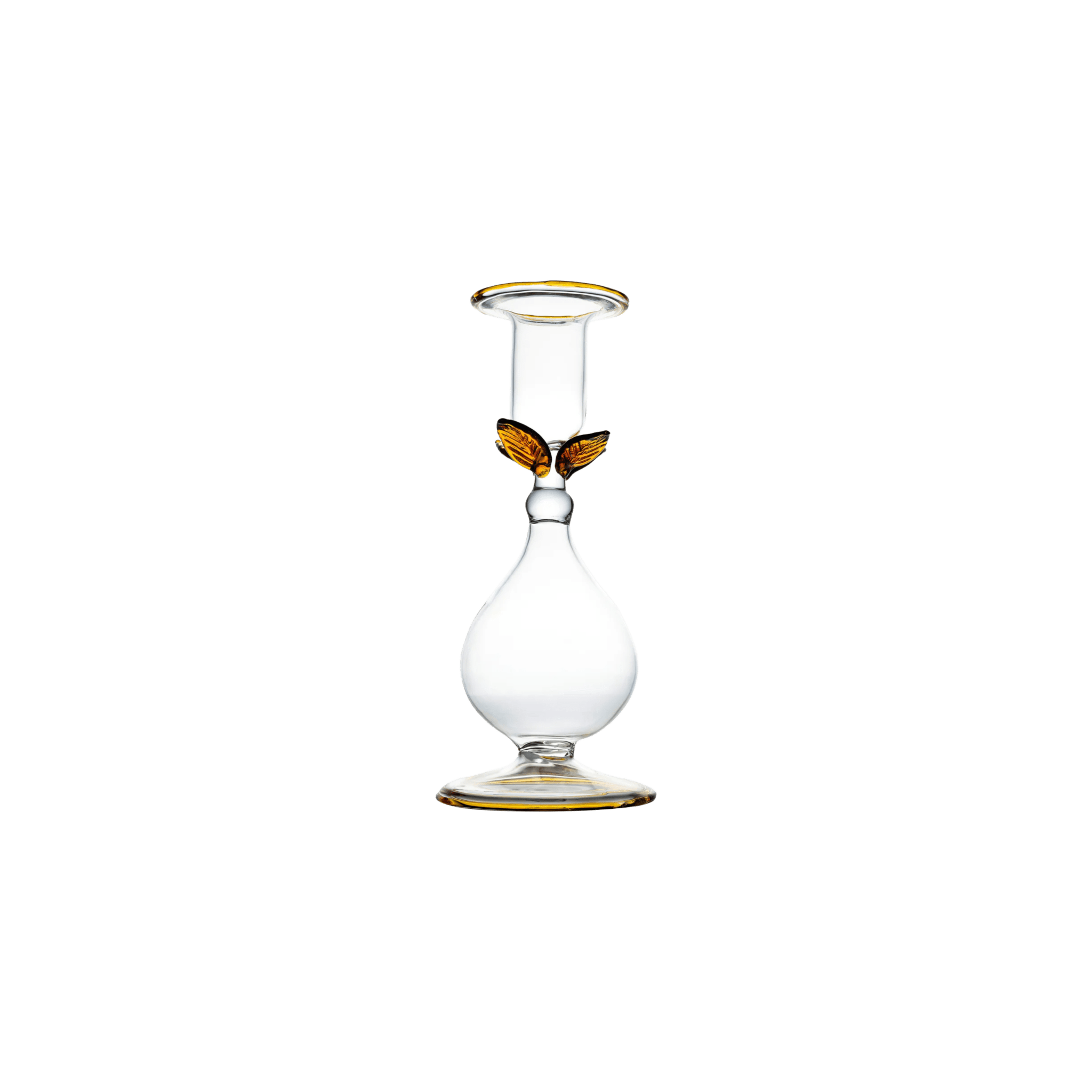La BoHeme Clear Candlestick with Leaves