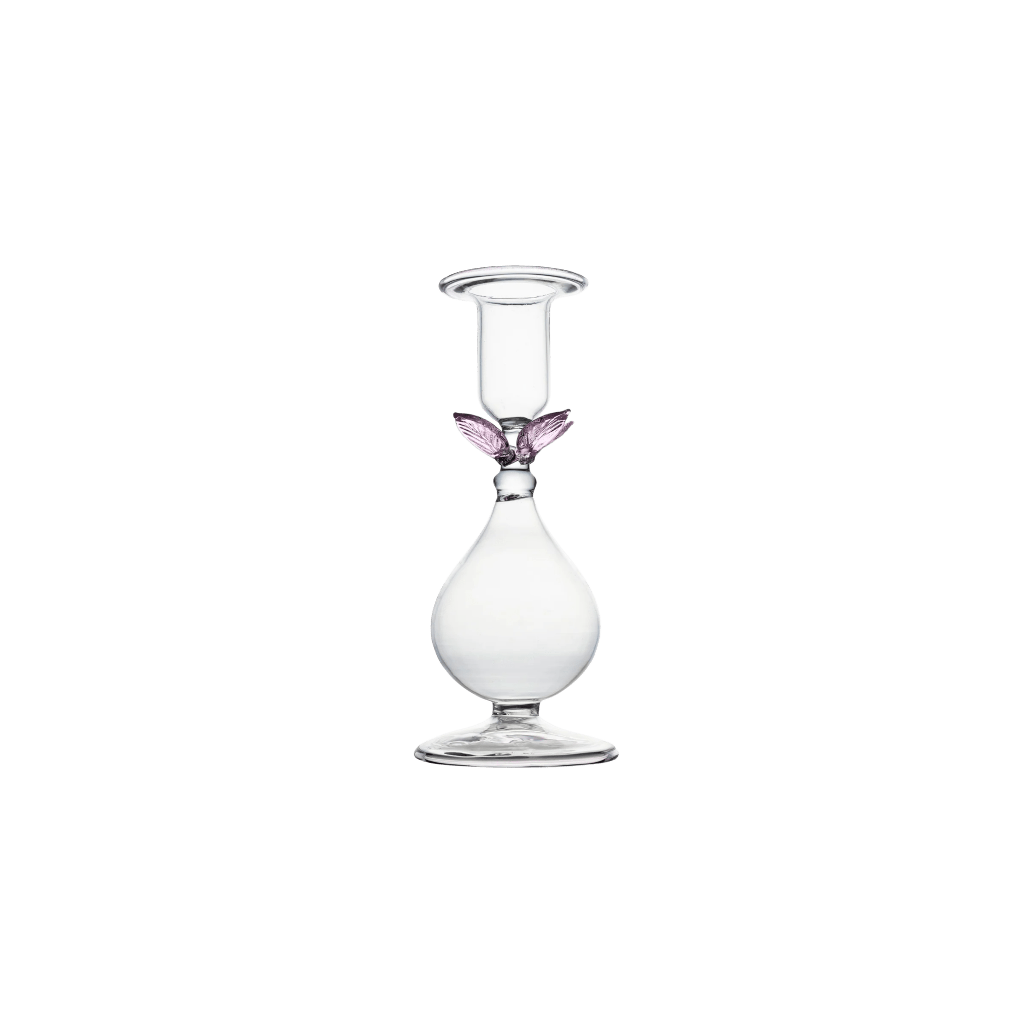 La BoHeme Clear Candlestick with Leaves
