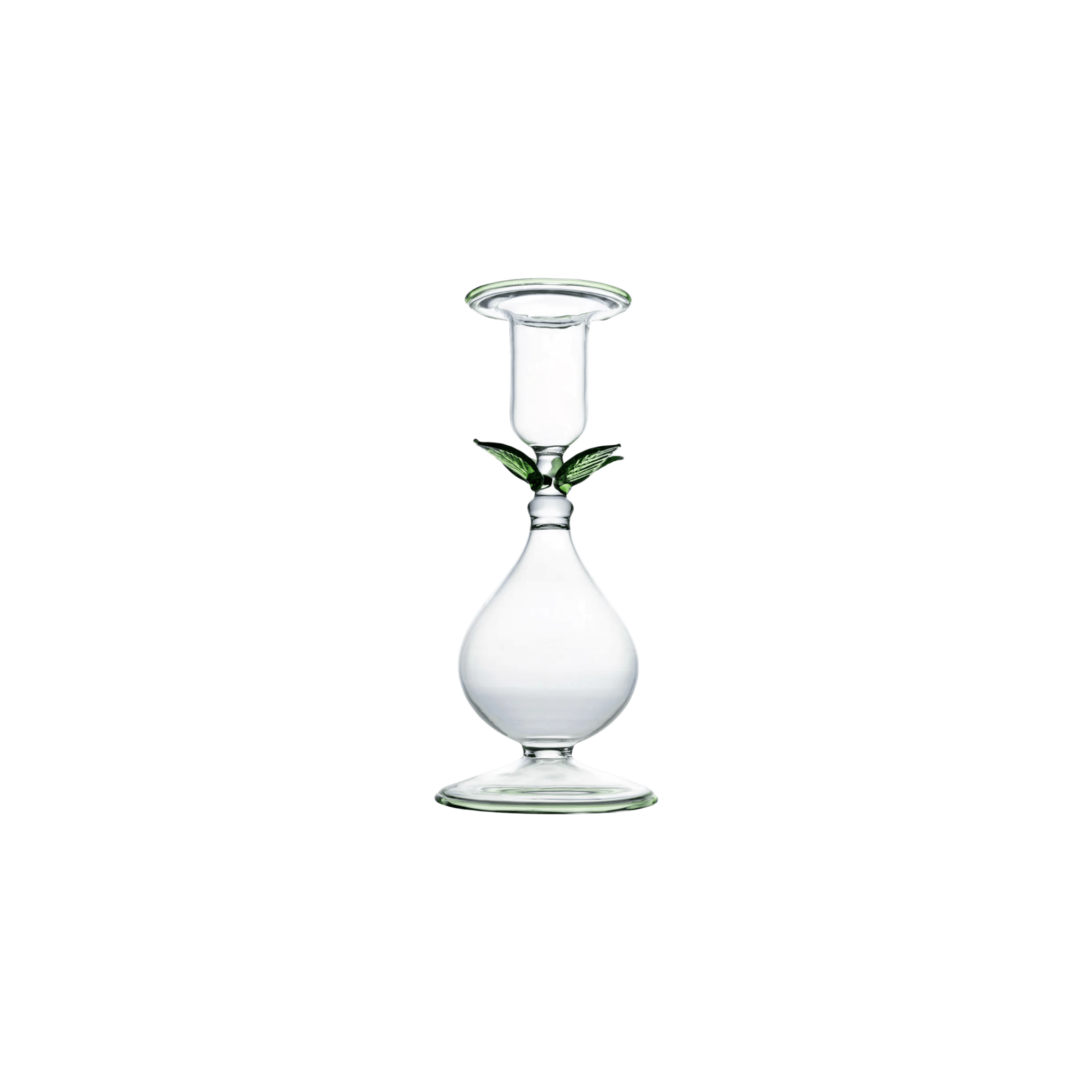 La BoHeme Clear Candlestick with Leaves